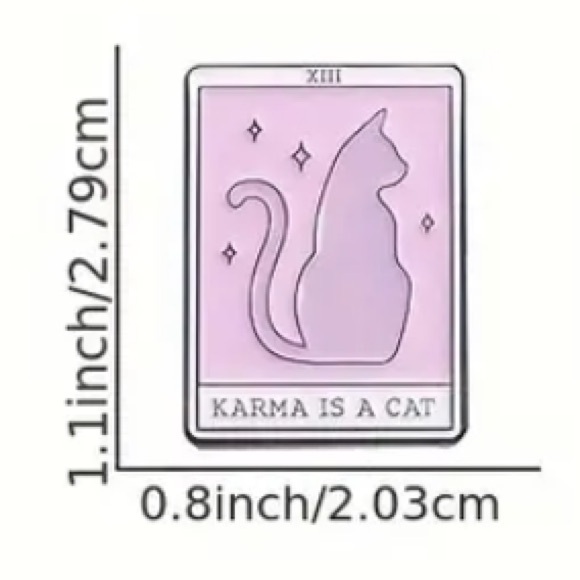 ‘KARMA IS A CAT’ PURPLE TAROT CARD PIN - TAYLOR PIN - Picture 2 of 9
